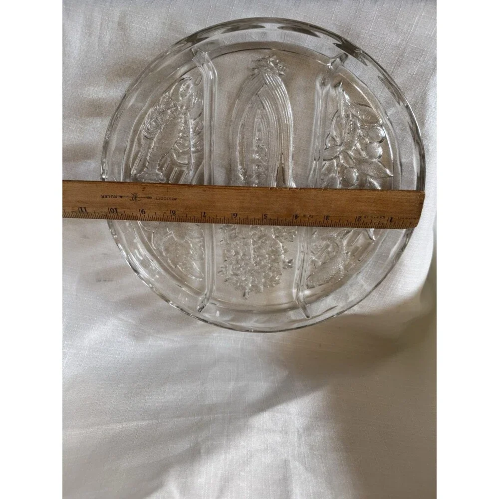 Indiana Glass Vintage Platter Relish Tray Heavy Pressed Glass 10 1/4 Inches